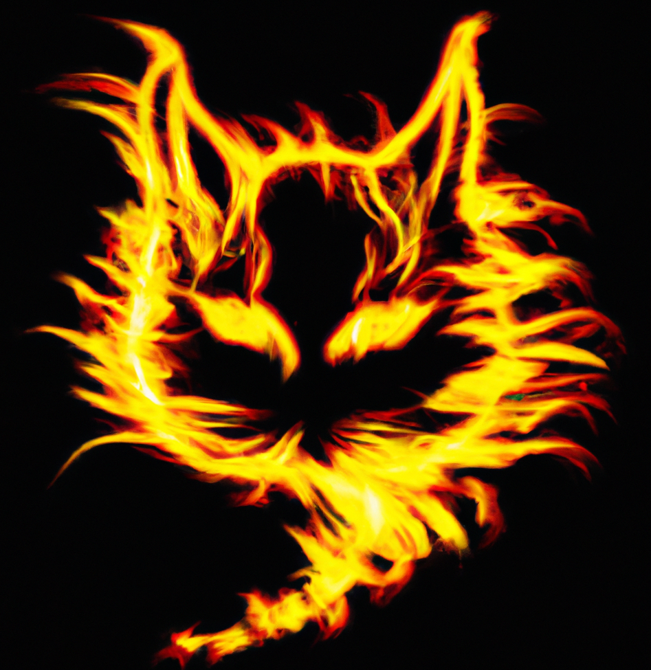 Outline of a cat's face created using an orange flame effect